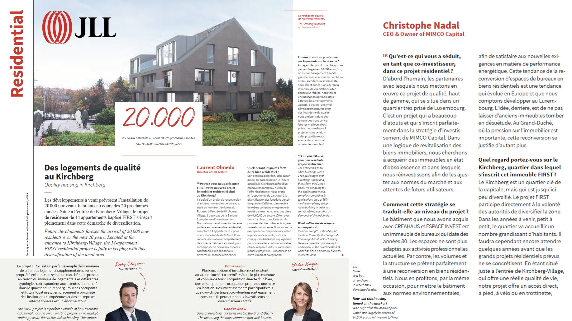 [Press release] Quality housing in Kirchberg with the realization of the FIRST project - MIMCO capital